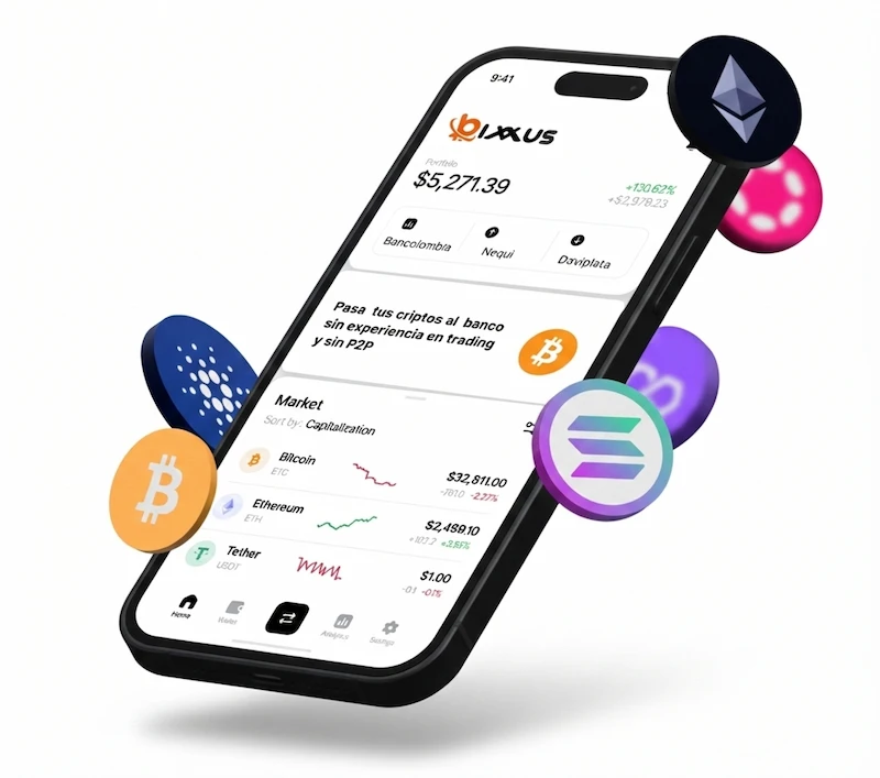 App de compra y venta de criptomonedas de Bixxus Colombia